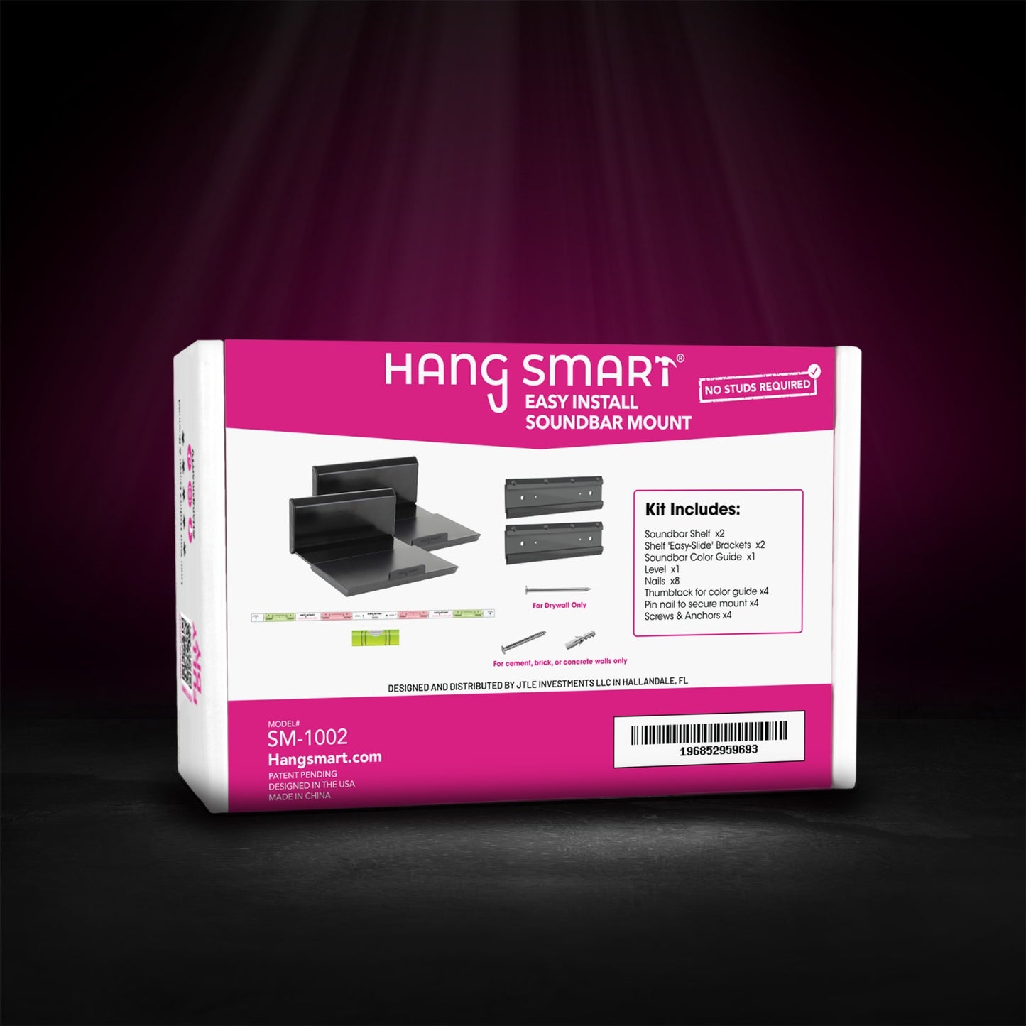 HangSmart Soundbar Mount Black Aluminum Shelf