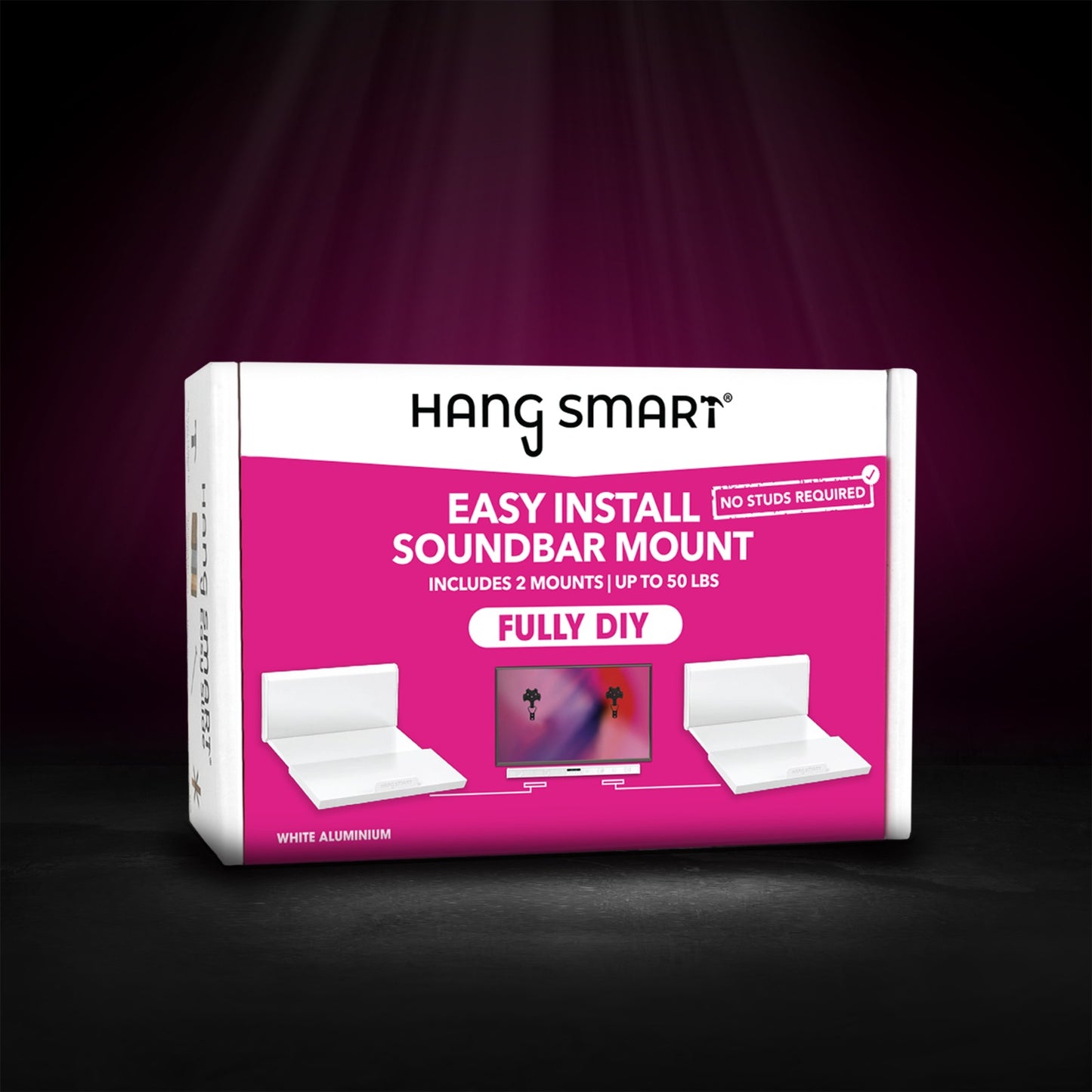 HangSmart No Stud Soundbar Mount White Aluminum Shelf