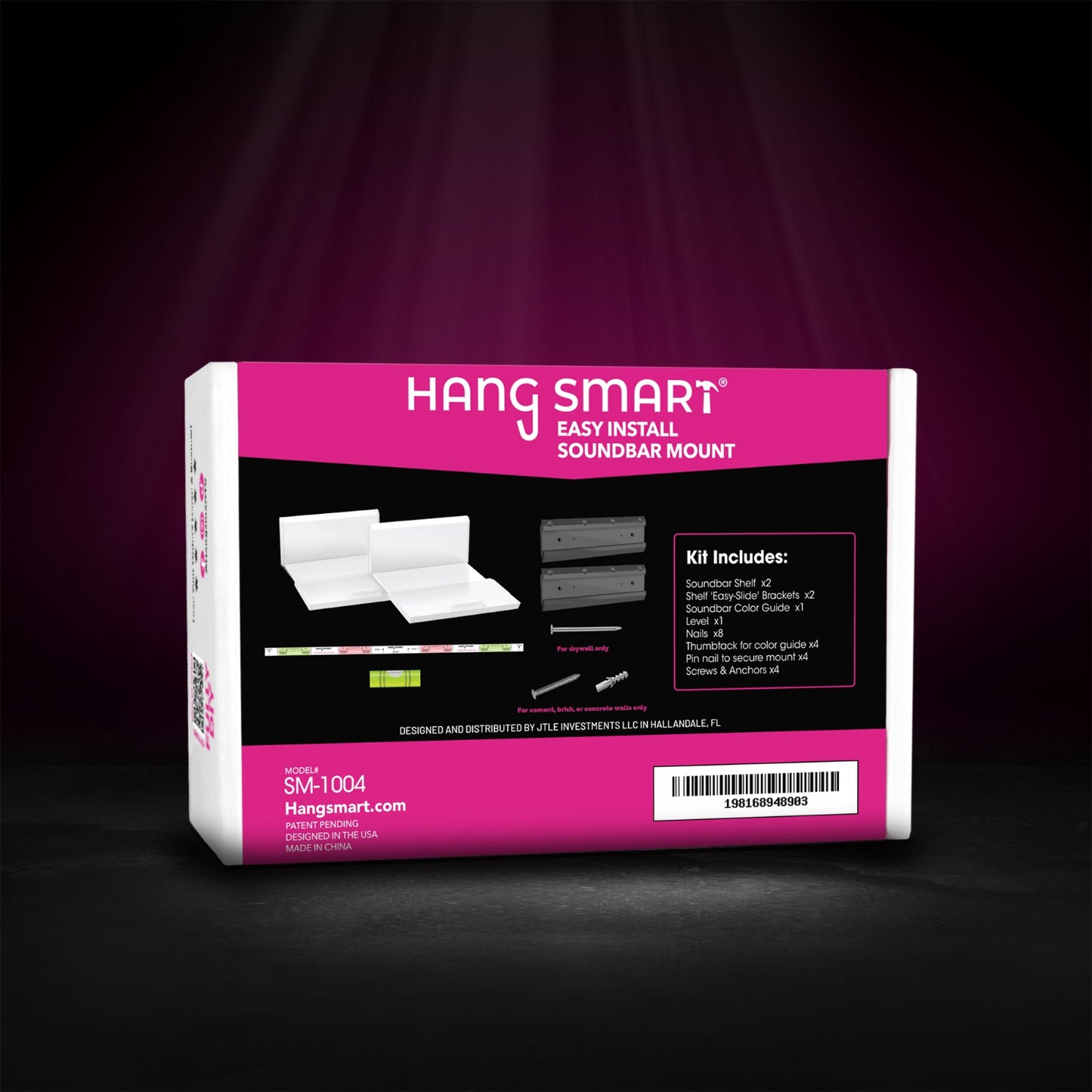 HangSmart No Stud Soundbar Mount White Aluminum Shelf