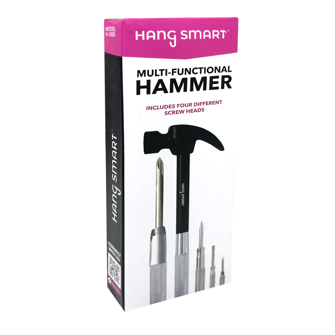 HangSmart Multi-Functional Hammer (with 4 interchangeable screw heads)