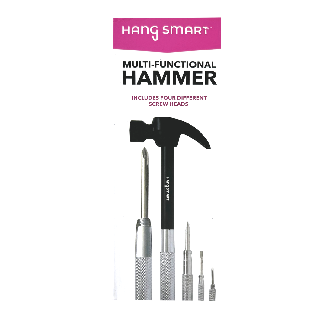 HangSmart Multi-Functional Hammer (with 4 interchangeable screw heads)