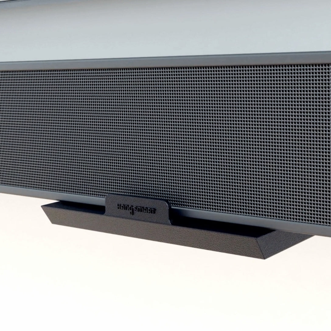 HangSmart No Stud Soundbar Mount showcasing its sleek design and high-quality finish.