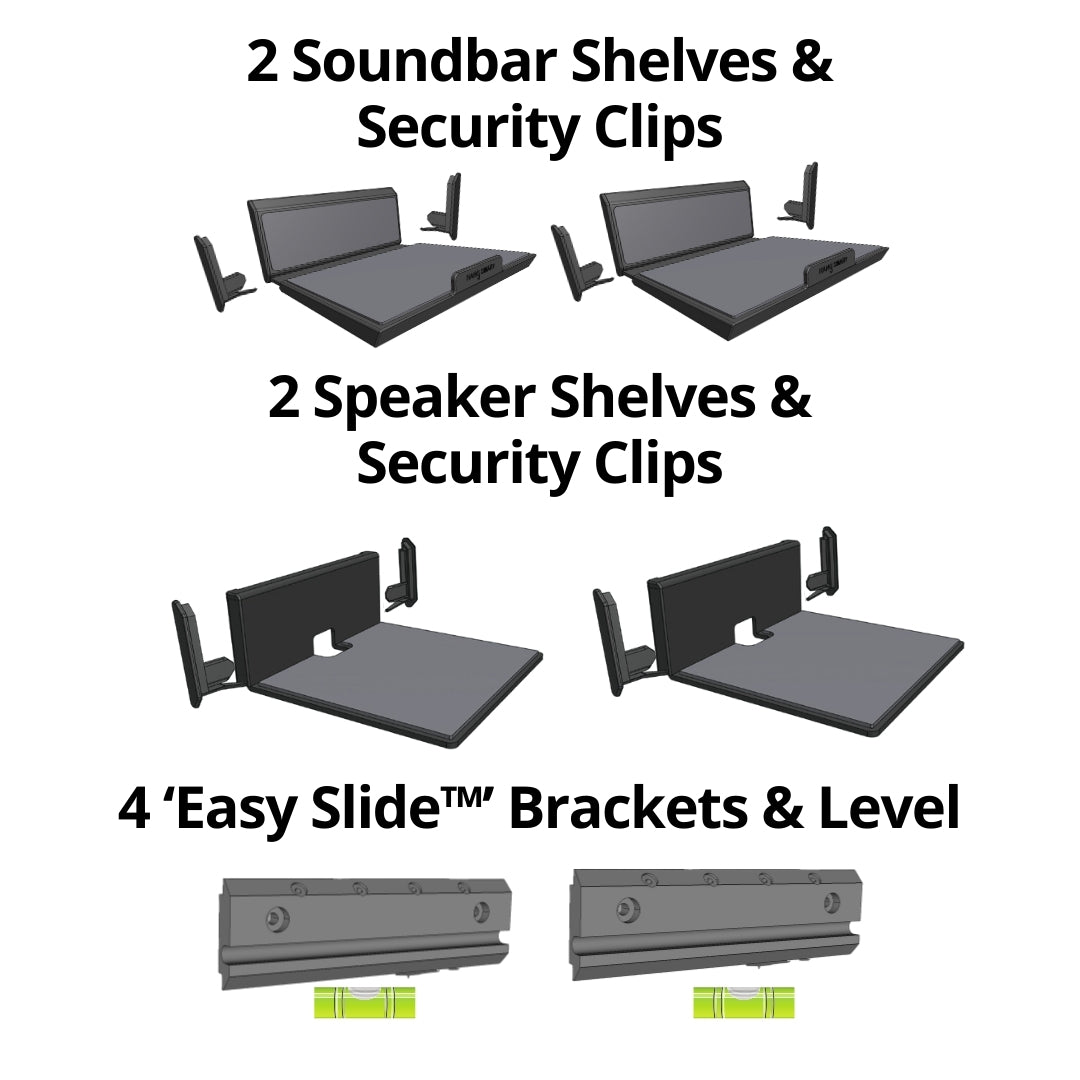 HangSmart NO STUD DIY Surround Soundbar & Speaker Mount PRO