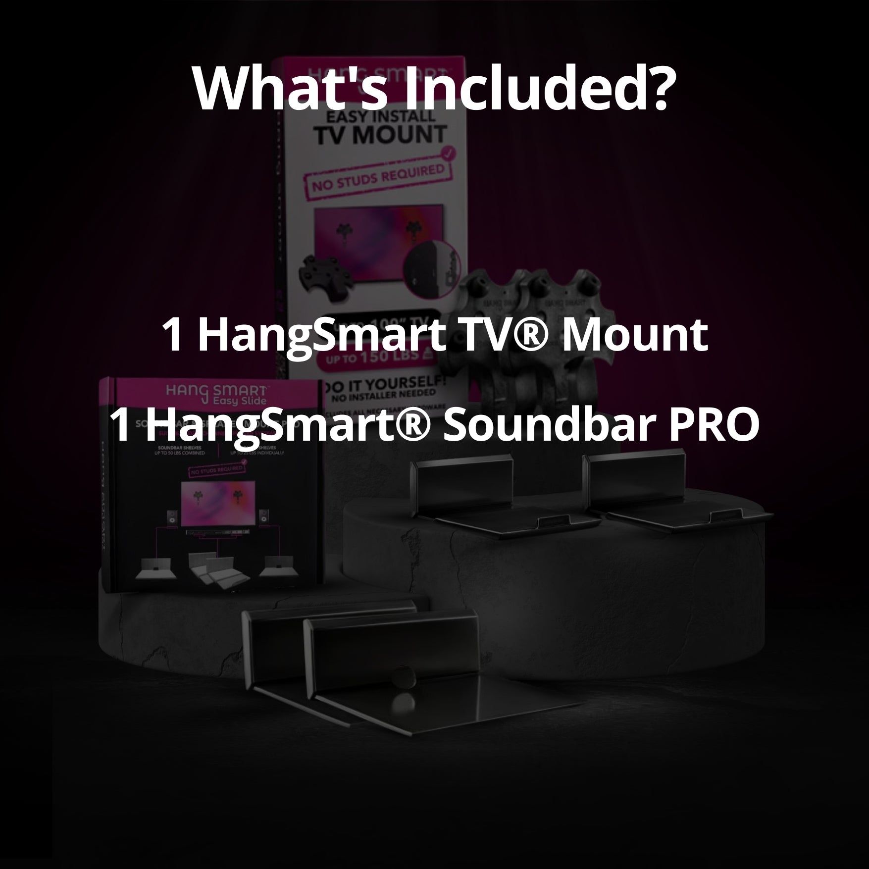 What's included in the HangSmart Full Audio & Visual Bundle: TV mount and Soundbar PRO.