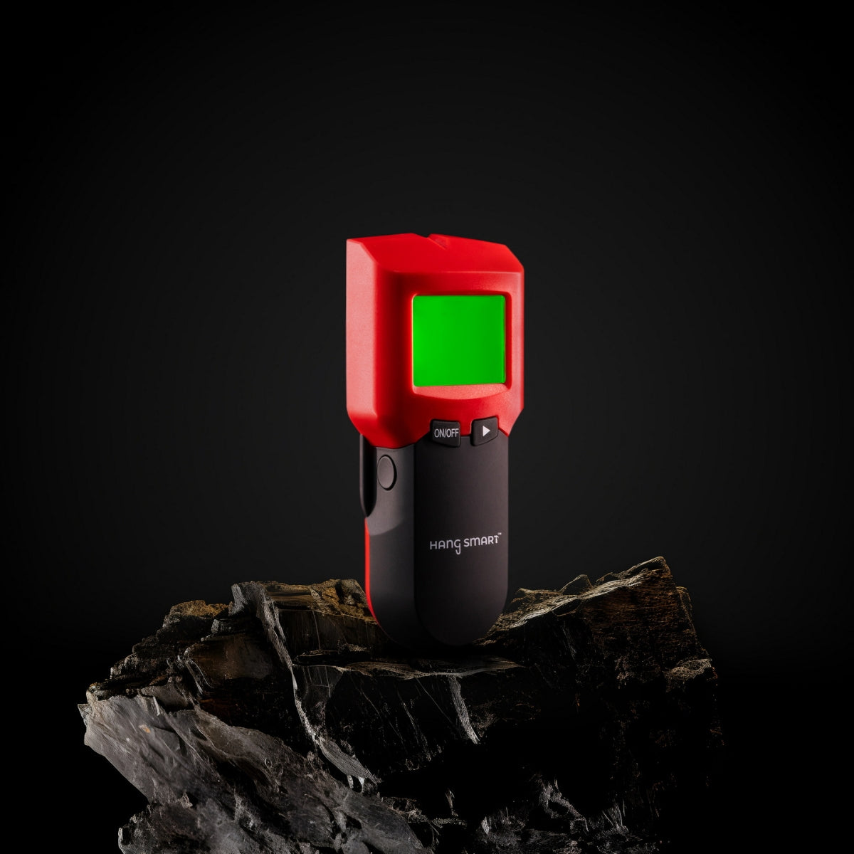 hangsmart stud finder product image on a rock