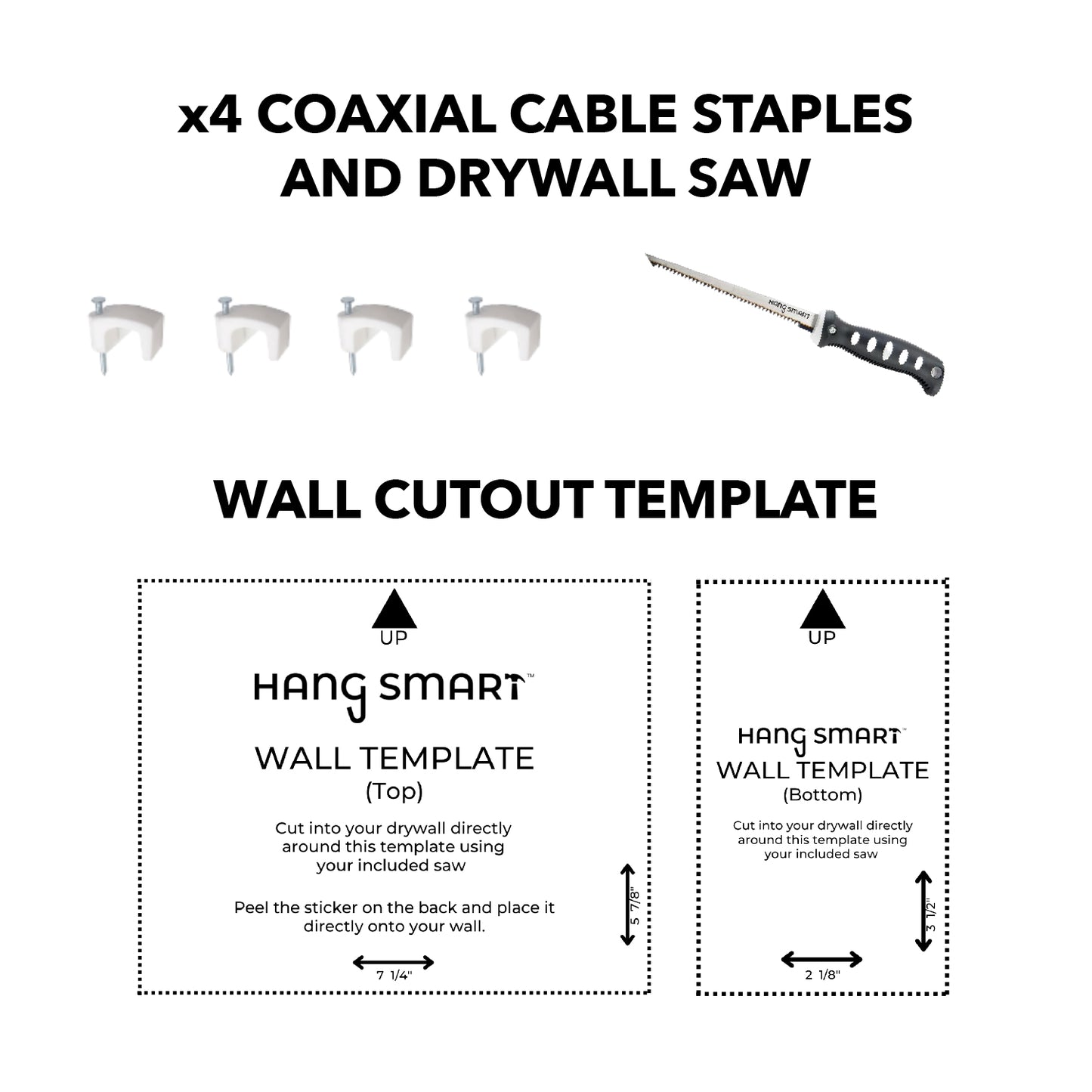 wall cutout template with drywall saw