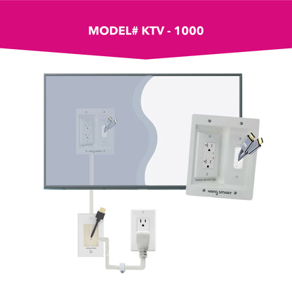 tv with surge protector and wire concealers
