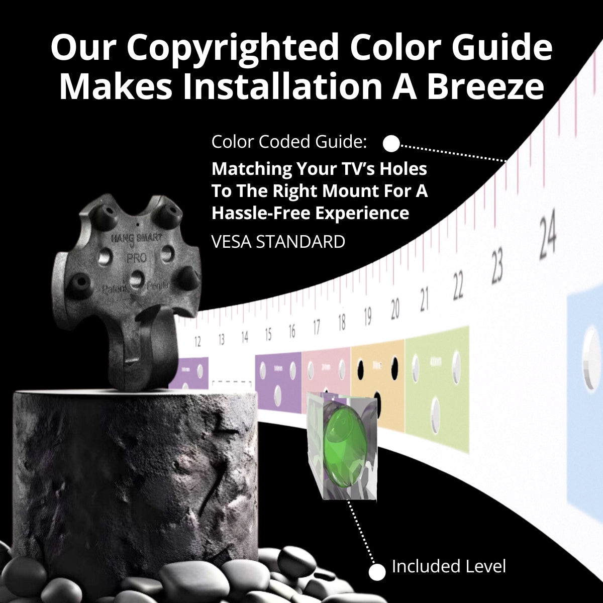 copyrighted color guide (VESA standard) with matching holes for mounting